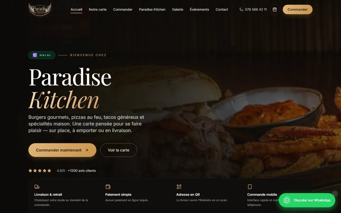 Page d'accueil du site paradise-kitchen.ch